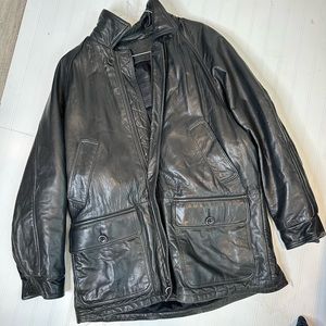 COACH men’s genuine leather jacket size medium m biker coat